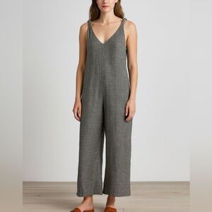 La Bottega di Brunella Gray Sleeveless Wide Leg Jumpsuit Linen XS